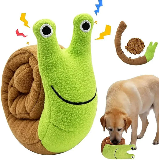 Excite Your Pet's Playtime: Squeaky Snail Plush Toys - Enhance Play, Dental Health, and Interactive Fun!