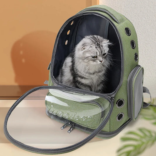 Explore the Cosmos with Your Furry Friend: Introducing the Astronaut-Inspired Transparent Cat Backpack - Your Stylish and Secure Solution for Outdoor Adventures!