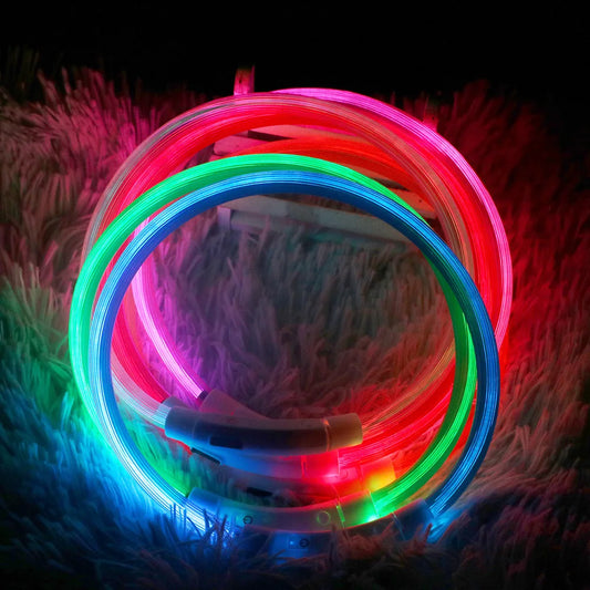 Glow & Go: LED Dog Collar with USB Charging - Illuminate Safety with 3 Light Modes for Enhanced Visibility & Pet Security!